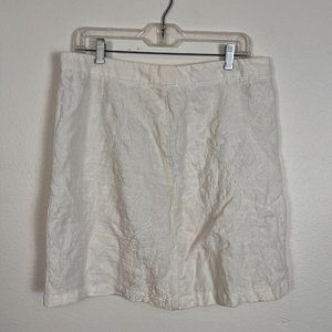 Tommy Bahama Womens White Embroidered Linen A-Line Mini Skirt Unlined Size 10